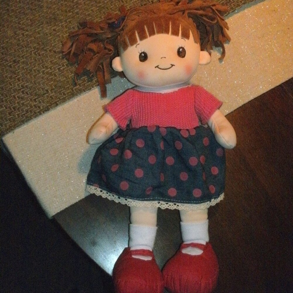 LINZY 16" Soft Body Girl Rag Doll Little Sweet Hearts with Embroidered Face